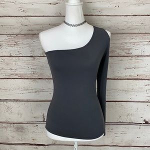 Enough about me...Gray One Shoulder Top M